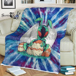 Scotstee Shop - Scotstee Shop Blanket Easter Alien Groovy Tie Dye Blue Purple & Magenta Hippie Fleece Blanket
