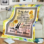 Scotstee Shop - Personalized Gift To My Aunt Gift, Sunflower Gift From Niece Lovely Letter Present Fleece Blanket