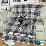 Scotstee Shop - Scotstee Shop Tartan Plaid Fleece Blankets With Moose Clan Douglas Grey Modern Tartan Plaid Christmas Blanket