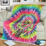 Scotstee Shop - Scotstee Shop Blanket Alien-Bilobalien Tie Dye Rainbow Hippie Fleece Blanket