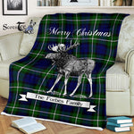 Scotstee Shop - Scotstee Shop Tartan Plaid Fleece Blankets With Moose Clan Forbes Tartan Plaid Christmas Blanket