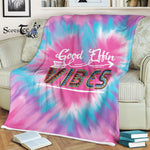 Scotstee Shop - Scotstee Shop Blanket Good Effin Vibes Hippie Boho Pink Heart Tie Dye Rainbow Hippie Fleece Blanket