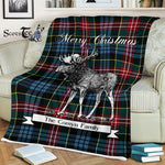 Scotstee Shop - Scotstee Shop Tartan Plaid Fleece Blankets With Moose Clan Comyn Tartan Plaid Christmas Blanket