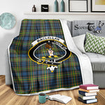 Scotstee Shop Tartan Plaid Blanket MacLellan Clan Crest Badge Scottish Tartan Plaid Sherpa Blanket