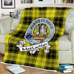 Scotstee Shop - Scotstee Shop Tartan Plaid Fleece Blankets MacLachlan Clan Badge Tartan Fleece Blanket Scottish