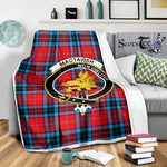 Scotstee Shop Tartan Plaid Blanket MacTavish Clan Crest Badge Scottish Tartan Plaid Sherpa Blanket