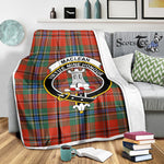 Scotstee Shop Tartan Plaid Blanket MacLean Of Duart Ancient Clan Crest Badge Scottish Tartan Plaid Sherpa Blanket