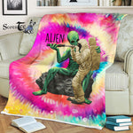 Scotstee Shop - Scotstee Shop Blanket Alien And Humans - You Must Believe Alien Rainbow Hippie Fleece Blanket