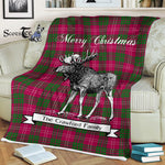 Scotstee Shop - Scotstee Shop Tartan Plaid Fleece Blankets With Moose Clan Crawford Modern Tartan Plaid Christmas Blanket