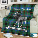 Scotstee Shop - Scotstee Shop Tartan Plaid Fleece Blankets With Moose Clan Davidson Ancient Tartan Plaid Christmas Blanket