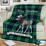 Scotstee Shop - Scotstee Shop Tartan Plaid Fleece Blankets With Moose Clan Abercrombie Tartan Plaid Christmas Blanket