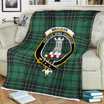 Scotstee Shop - Scotstee Shop Tartan Plaid Fleece Blankets MacLean Hunting Ancient Clan Crest Badge Tartan Fleece Blanket Scottish