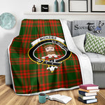Scotstee Shop Tartan Plaid Blanket Menzies Green Modern Clan Crest Badge Scottish Tartan Plaid Sherpa Blanket