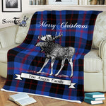 Scotstee Shop - Scotstee Shop Tartan Plaid Fleece Blankets With Moose Clan Angus Tartan Plaid Christmas Blanket