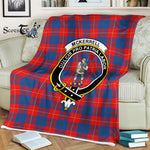 Scotstee Shop - Scotstee Shop Tartan Plaid Fleece Blankets McKerrell Red Clan Crest Badge Tartan Fleece Blanket Scottish