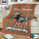 Scotstee Shop - Scotstee Shop Tartan Plaid Fleece Blankets With Moose Clan Bruce Ancient Tartan Plaid Christmas Blanket