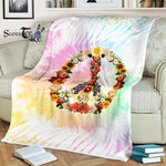 Scotstee Shop - Scotstee Shop Blanket Flower Power Peace Pink Tie Dye Girly Rainbow Hippie Fleece Blanket