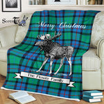 Scotstee Shop - Scotstee Shop Tartan Plaid Fleece Blankets With Moose Clan Flower Of Scotland Tartan Plaid Christmas Blanket