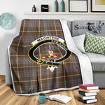 Scotstee Shop Tartan Plaid Blanket MacIntyre Hunting Weathered Clan Crest Badge Scottish Tartan Plaid Sherpa Blanket