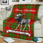Scotstee Shop - Scotstee Shop Tartan Plaid Fleece Blankets With Moose Clan Burnett Ancient Tartan Plaid Christmas Blanket