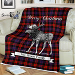 Scotstee Shop - Scotstee Shop Tartan Plaid Fleece Blankets With Moose Clan Broun Tartan Plaid Christmas Blanket