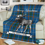 Scotstee Shop - Scotstee Shop Tartan Plaid Fleece Blankets With Moose Clan Bairn Tartan Plaid Christmas Blanket