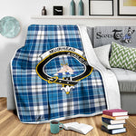Scotstee Shop Tartan Plaid Blanket Muirhead Blue Clan Crest Badge Scottish Tartan Plaid Sherpa Blanket