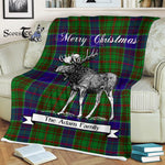 Scotstee Shop - Scotstee Shop Tartan Plaid Fleece Blankets With Moose Clan Adam Tartan Plaid Christmas Blanket