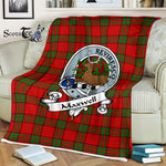 Scotstee Shop - Scotstee Shop Tartan Plaid Fleece Blankets Maxwell Red Clan Badge Tartan Fleece Blanket Scottish