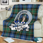 Scotstee Shop - Scotstee Shop Tartan Plaid Fleece Blankets MacRae Hunting Ancient Clan Badge Tartan Fleece Blanket Scottish