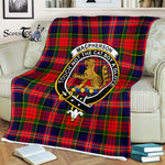 Scotstee Shop - Macpherson Tartan Plaid Fleece Blanket MacPherson Modern Plaid Blanket Clan Crest Badge Tartan Blanket