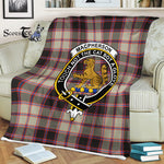 Scotstee Shop - Scotstee Shop Tartan Plaid Fleece Blankets MacPherson Hunting Ancient Clan Crest Badge Tartan Fleece Blanket Scottish