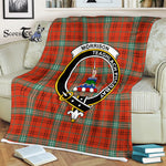 Scotstee Shop - Scotstee Shop Tartan Plaid Fleece Blankets Morrison Red Ancient Clan Crest Badge Tartan Fleece Blanket Scottish