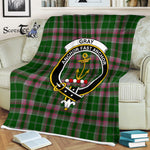 Plaid Blanket Gray Hunting Clan Crest Badge Tartan Blanket Scottish Green Plaid Throw Blanket Tartan Plaid Fleece Blanket