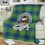 Scotstee Shop - Scotstee Shop Tartan Plaid Fleece Blankets Marjoribanks Ancient Clan Badge Tartan Fleece Blanket Scottish