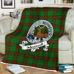 Scotstee Shop - Scotstee Shop Tartan Plaid Fleece Blankets Maxwell Hunting Clan Badge Tartan Fleece Blanket Scottish