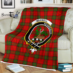 Scotstee Shop - Scotstee Shop Tartan Plaid Fleece Blankets Maxwell Red Clan Crest Badge Tartan Fleece Blanket Scottish