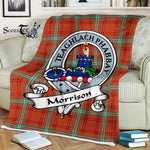 Scotstee Shop - Scotstee Shop Tartan Plaid Fleece Blankets Morrison Red Ancient Clan Badge Tartan Fleece Blanket Scottish