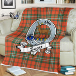 Scotstee Shop - Scotstee Shop Tartan Plaid Fleece Blankets Scott Ancient Clan Badge Tartan Fleece Blanket Scottish