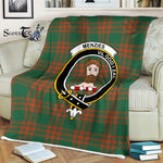 Scotstee Shop - Scotstee Shop Tartan Plaid Fleece Blankets Menzies Green Ancient Clan Crest Badge Tartan Fleece Blanket Scottish