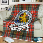 Scotstee Shop - Scotstee Shop Tartan Plaid Blankets MacPherson Weathered Clan Badge Tartan Fleece Blanket Scottish