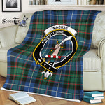 Scotstee Shop - Scotstee Shop Tartan Plaid Fleece Blankets MacRae Hunting Ancient Clan Crest Badge Tartan Fleece Blanket Scottish