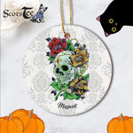 Sugar Skull Ornament Personalized Ornaments Sugar Skull Flowers Day Of Dead Dia Muertos Halloween Ornament Gift - Scotstee Shop