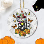 Sugar Skull Ornament Dia de los Muertos Monarch Butterfly Sugar Skull Cat Gift - Scotstee Shop