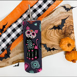 Sugar Skull Tumbler Skeleton Halloween. Cats and Colorful Decorative Flowers Sugar Skull Tumbler - Scotstee Shop