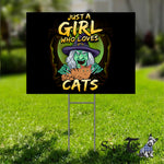 Halloween Decorations Outdoor Halloween Yard Sign Witches Just A Girl Who Loves Cats Funny Halloween Yard Decorations - Scotstee Shop