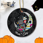Sugar Skull Ornament Personalized Ornaments Sugar Skull Cat And Moon Gift Happy Halloween Ornament Gift - Scotstee Shop