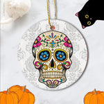Sugar Skull Ornament Day of Dead Sugar Skull with Cross Happy Halloween Ornament Gift Halloween Tree Decorations Halloween Gift - Scotstee Shop