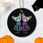 Sugar Skull Ornament personalized ornaments Day of Dead Sugar Cats Skeleton Skull Happy Halloween Ornament Gift - Scotstee Shop