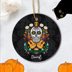 Sugar Skull Ornament Personalized Ornaments Flower Guitar Skull of the Dead Gift Happy Halloween Ornament Gift - Scotstee Shop